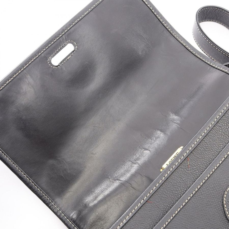 LOEWE Anagram 斜背單肩包，黑色皮革，二手，女士，金色五金-9