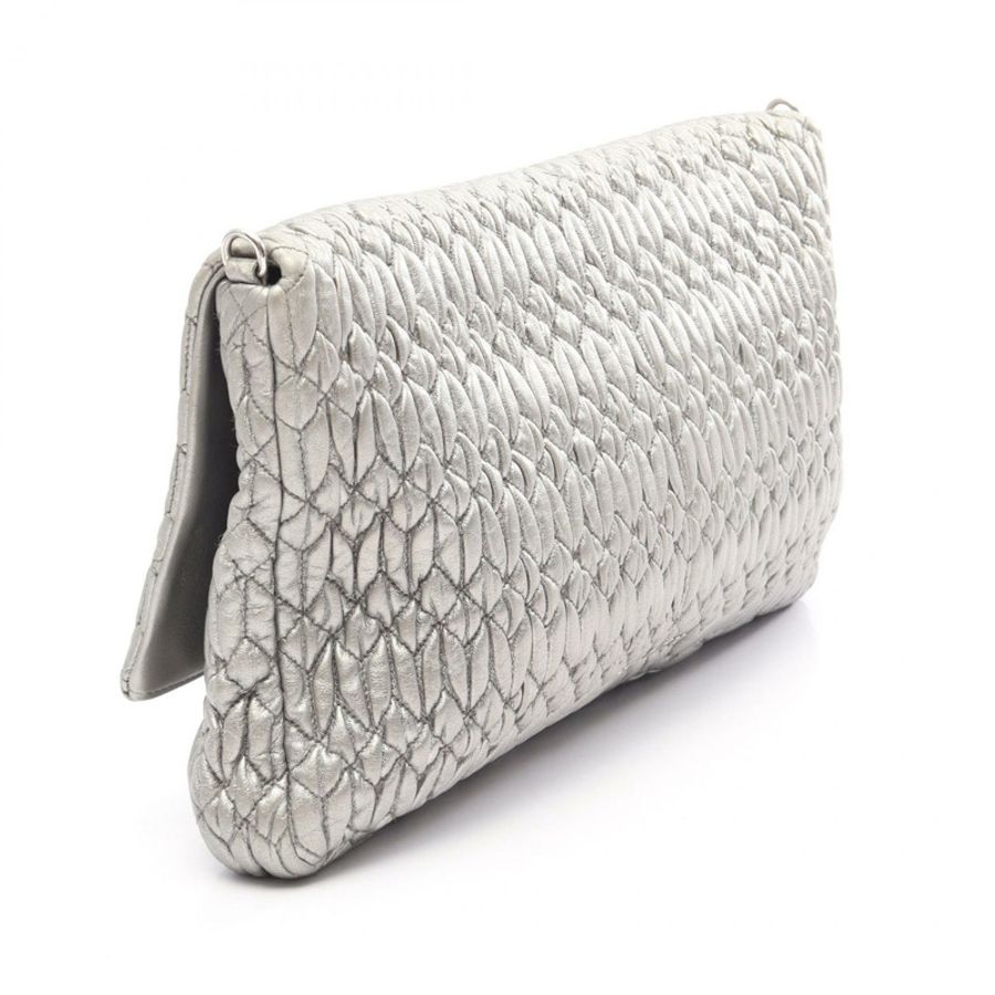 Miu Miu NAPPA CRYSTAL Matelasse Chain Shoulder Bag 皮革銀色二手女士包-1