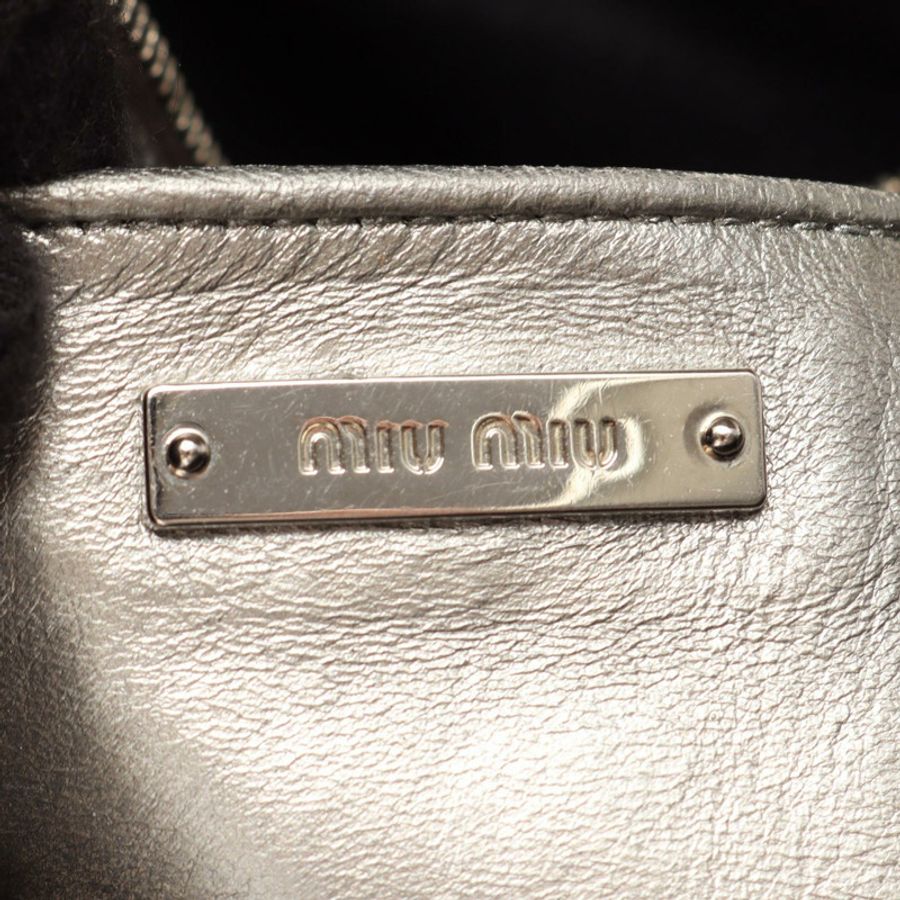 Miu Miu NAPPA CRYSTAL Matelasse Chain Shoulder Bag 皮革銀色二手女士包-3