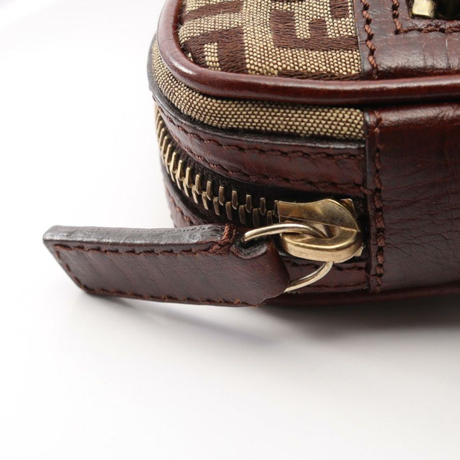 FENDI Zucchino 斜背包 帆布皮革 棕色 米色 二手 女士-6