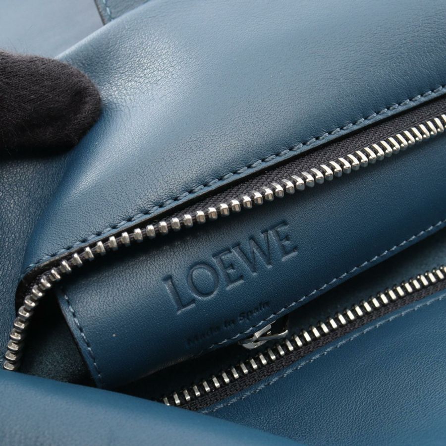 LOEWE Anagram 購物手提包，藍色皮革，二手女款-3