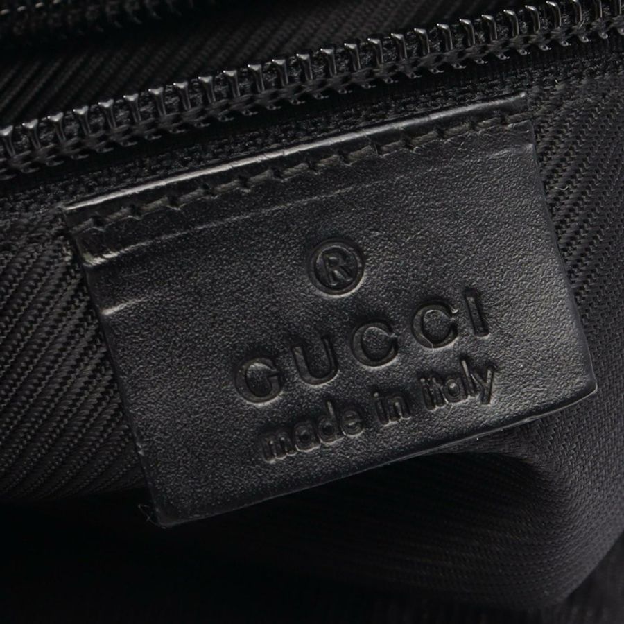 GUCCI GG帆布斜背單肩包 35098 帆布皮革黑色二手女款-3