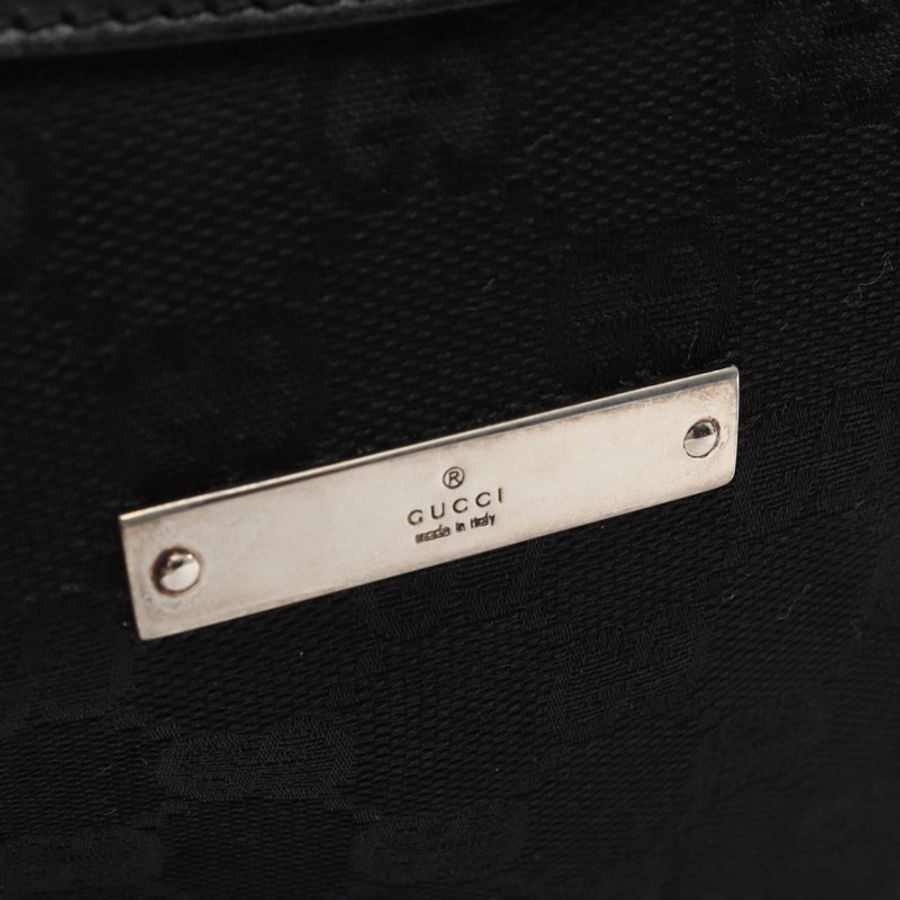 GUCCI GG帆布斜背單肩包 35098 帆布皮革黑色二手女款-6