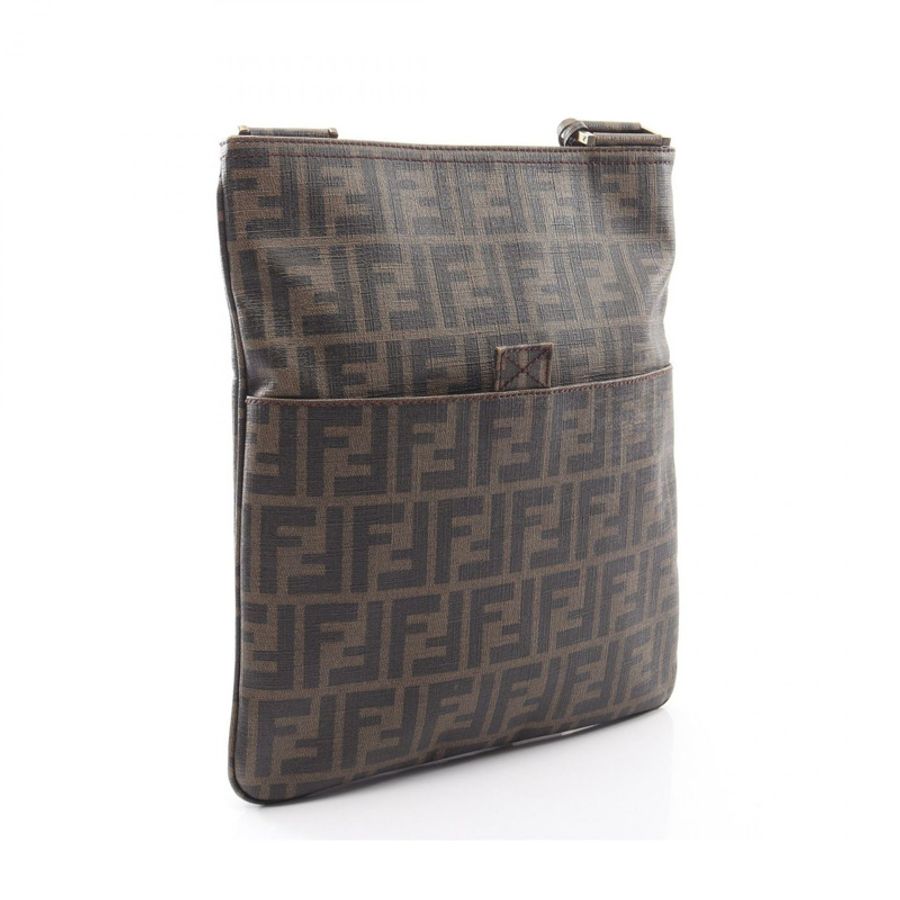 FENDI Zucca 肩斜背包 PVC塗層帆布 棕色/黑色 二手 男女通用-1