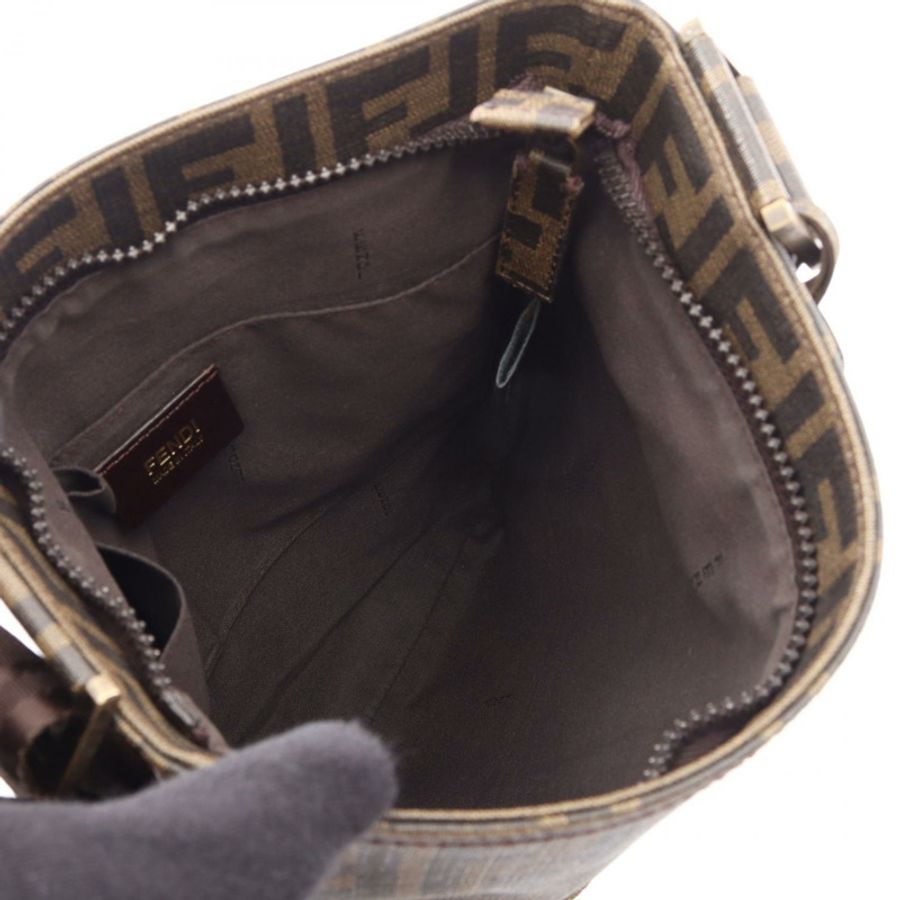 FENDI Zucca 肩斜背包 PVC塗層帆布 棕色/黑色 二手 男女通用-2