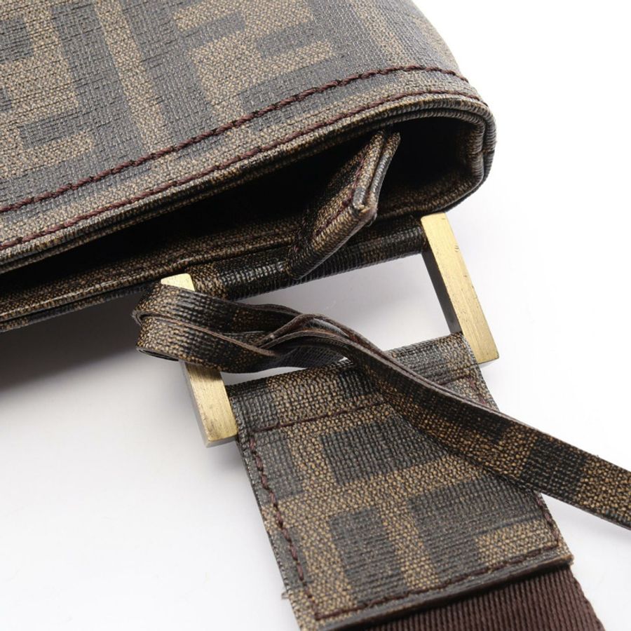 FENDI Zucca 肩斜背包 PVC塗層帆布 棕色/黑色 二手 男女通用-4