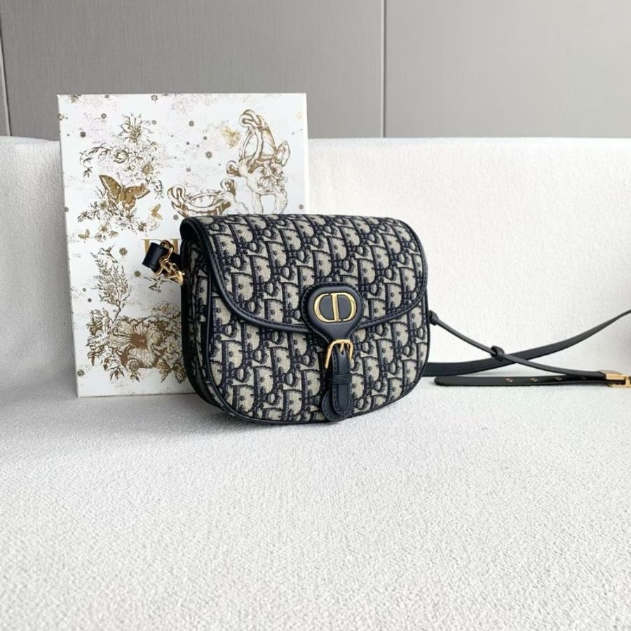 Dior bobby中號老花馬鞍包 金扣 老花刺繡 22*19*6 95 配件 盒子 塵袋 保卡 購證 肩帶-3