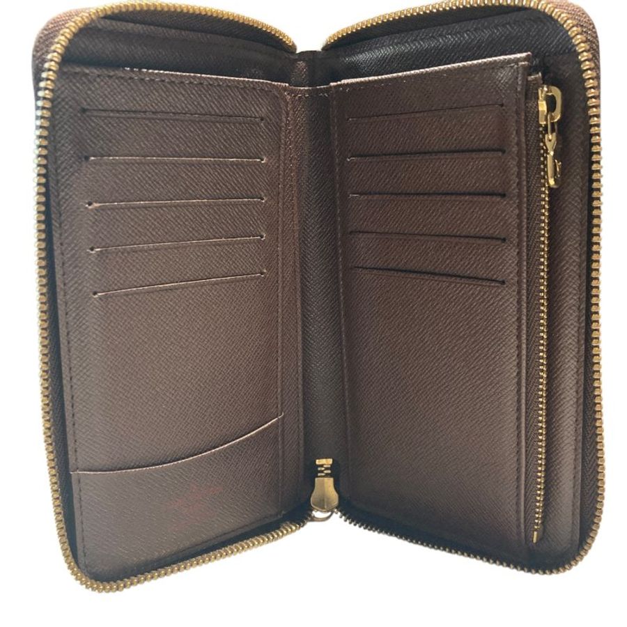 LOUIS VUITTON 路易威登 ZIPPY COMPACT WALLET N60028 棕色 帆布 金釦-6