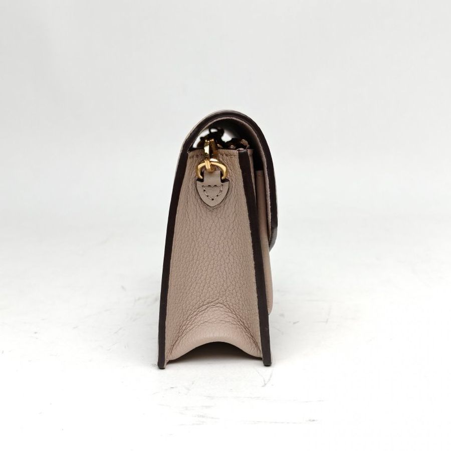 LOUIS VUITTON 奶茶色牛皮金扣mylockmenano小斜挎包肩背包-3