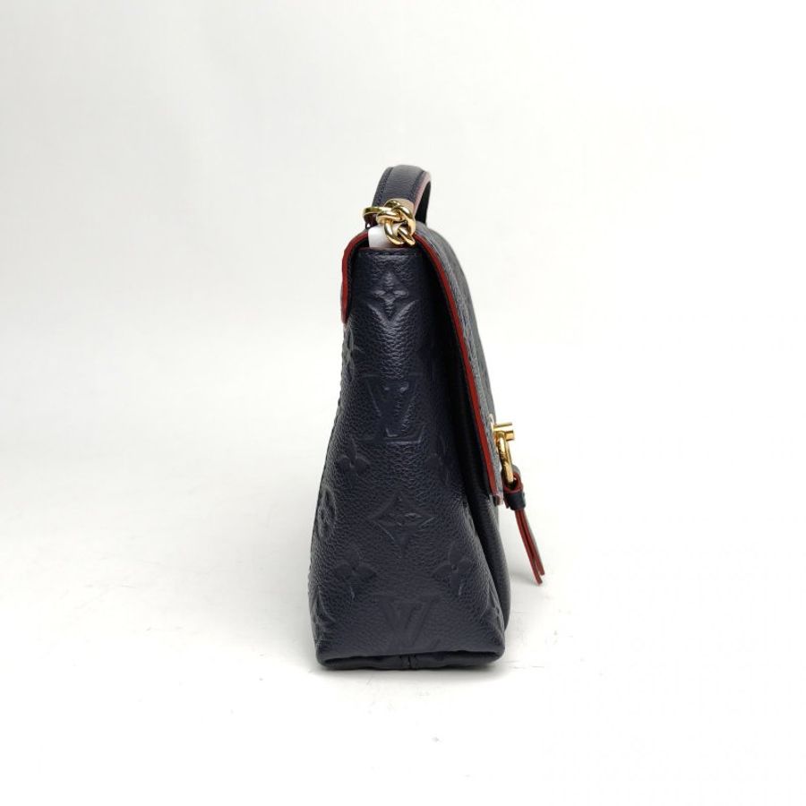 LOUIS VUITTON 藍色牛皮Blanchebb老花壓紋郵差包肩背包-3