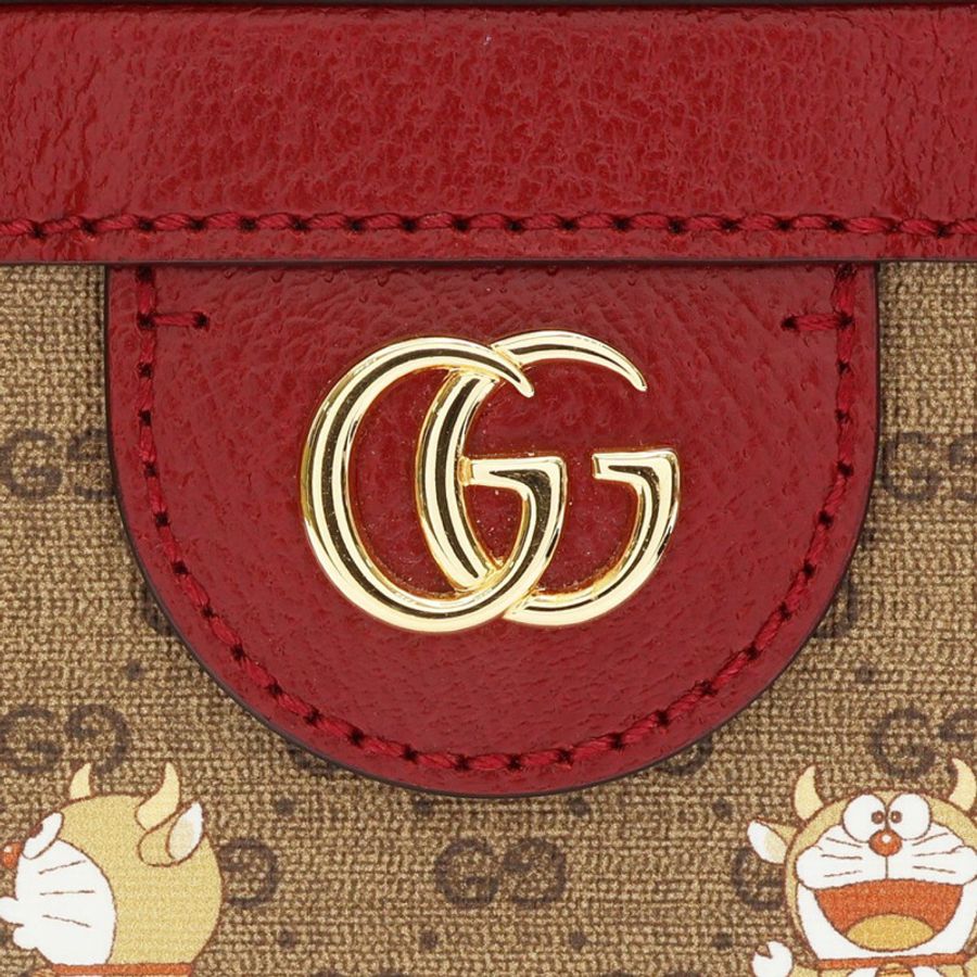 紅/烏木色 GG Supreme帆布 Micro GG Doraemon 肩背包【GUCCI 古馳】 655596-6