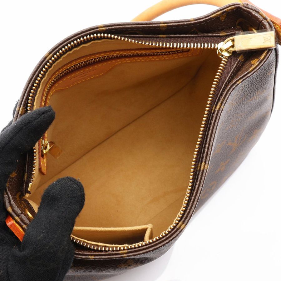 棕色 原花帆布 Looping MM 肩背包【LOUIS VUITTON LV 路易威登】 M51146-2
