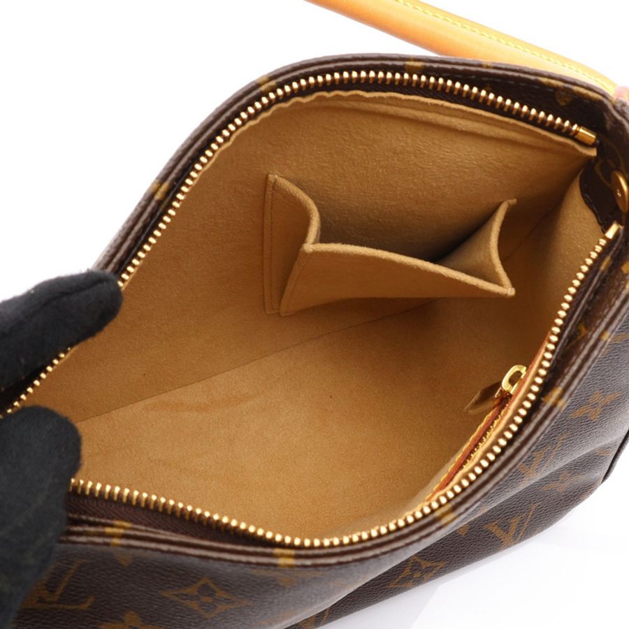 棕色 原花帆布 Looping MM 肩背包【LOUIS VUITTON LV 路易威登】 M51146-3