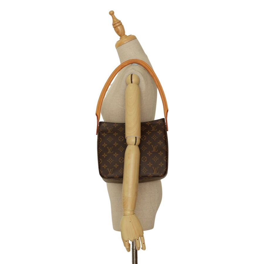 棕色 原花帆布 Looping MM 肩背包【LOUIS VUITTON LV 路易威登】 M51146-7