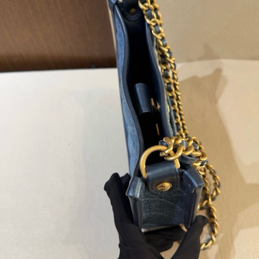香奈兒Chanel 24s牛仔Hobo橫版月牙腋下包單肩包斜挎包-8