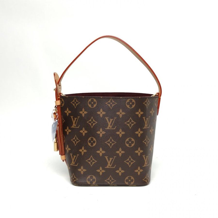 LOUIS VUITTON ALLINBB小號印花手袋塗層帆布老花PVC金扣晶片肩背包-2