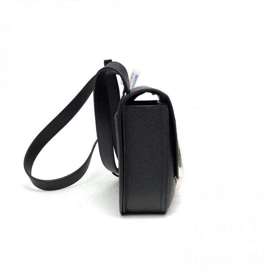 HERMES dellacavalleriaMini18黑色Epsom皮B刻銀扣肩背包-3