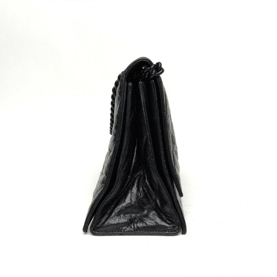 BALENCIAGA CRUSH沙漏復古手提單肩包中號牛皮黑扣肩背包-3