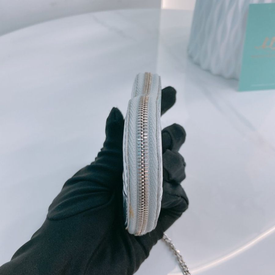 MS0786 Louis Vuitton 路易威登 心型 心心 鏡面牛皮 小錢包 小掛包 銀色 銀扣 Heart Coin Purse Mirror Silver x PHW-4