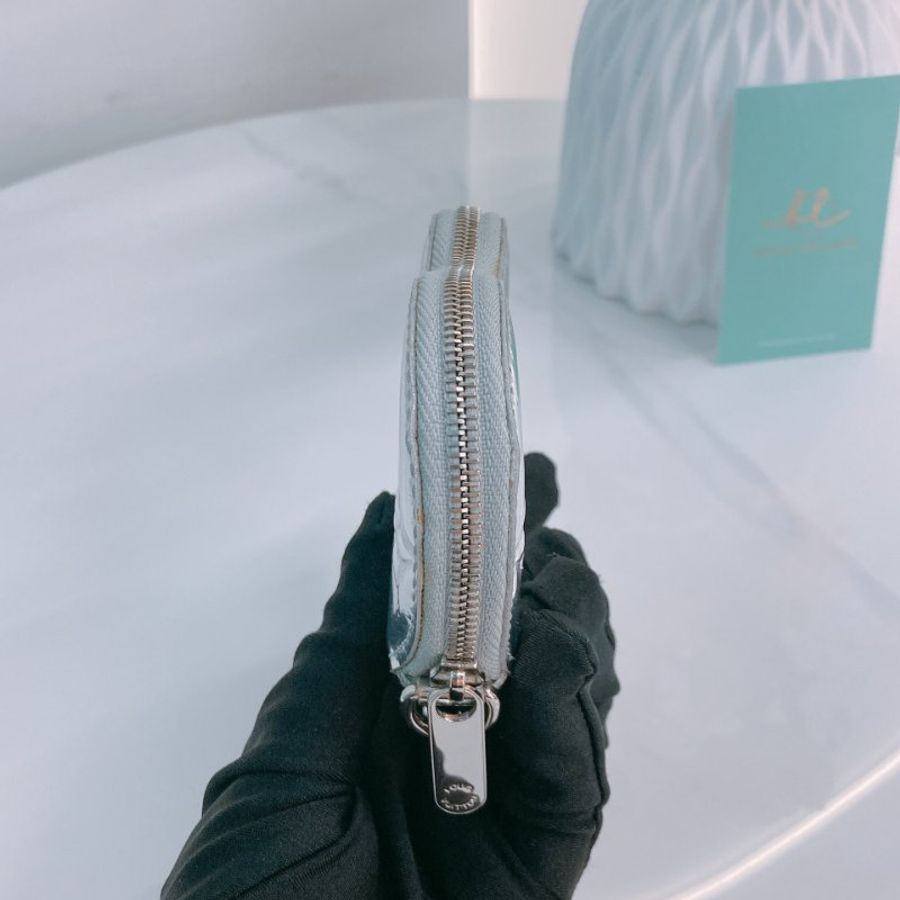 MS0786 Louis Vuitton 路易威登 心型 心心 鏡面牛皮 小錢包 小掛包 銀色 銀扣 Heart Coin Purse Mirror Silver x PHW-5