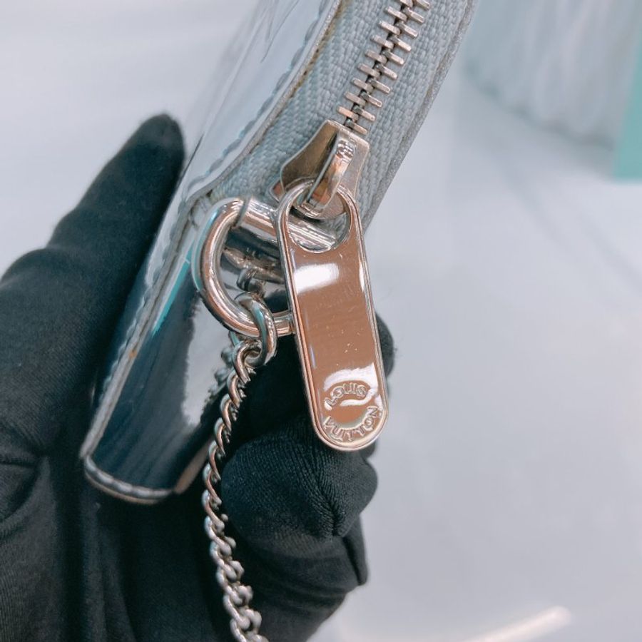 MS0786 Louis Vuitton 路易威登 心型 心心 鏡面牛皮 小錢包 小掛包 銀色 銀扣 Heart Coin Purse Mirror Silver x PHW-6