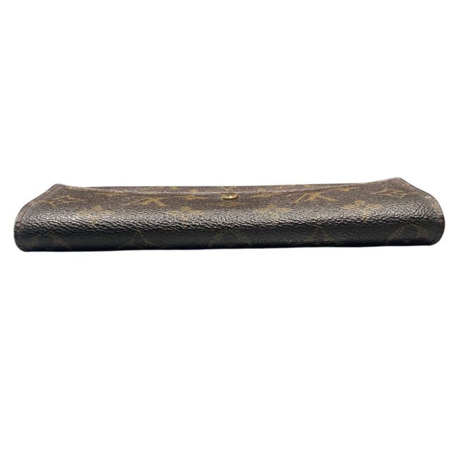 LOUIS VUITTON 路易威登  PORTEFEUILLE SARAH M61734 棕色 帆布 金釦-3