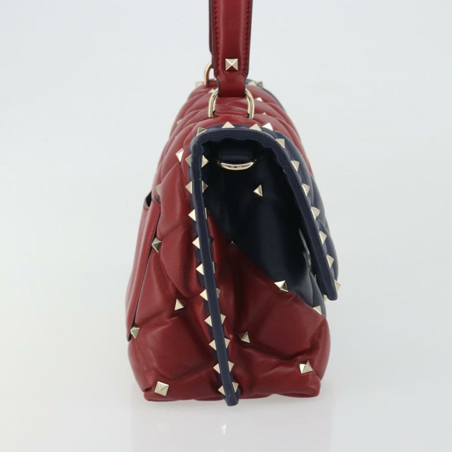 【日本直送】華倫天奴鉚釘手提包 皮革 兩用 紅色 海軍藍 金色 正品 bs36227A-3