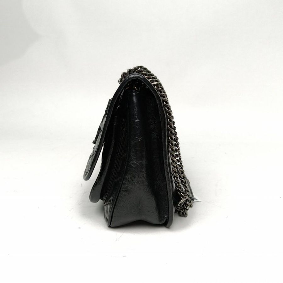 SAINT LAURENT NikiMini21D扣黑色牛皮銀扣肩背包-1