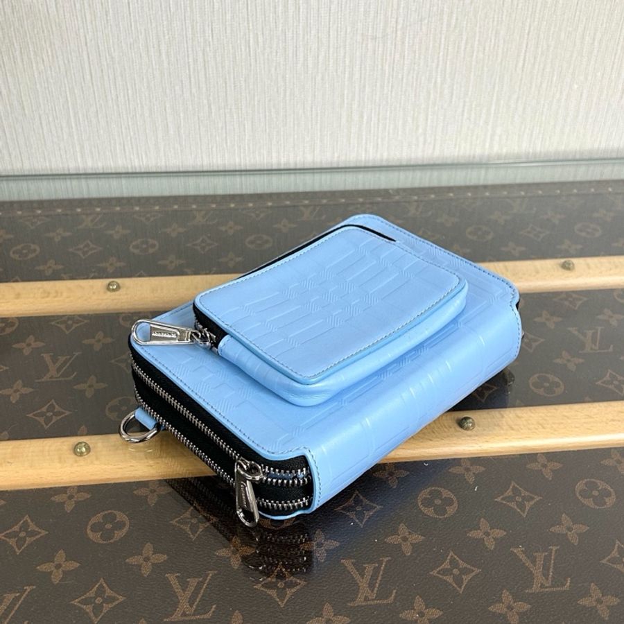 【威選精品】 ✨ BURBERRY 藍色牛皮格紋肩背斜背包 ✨-3