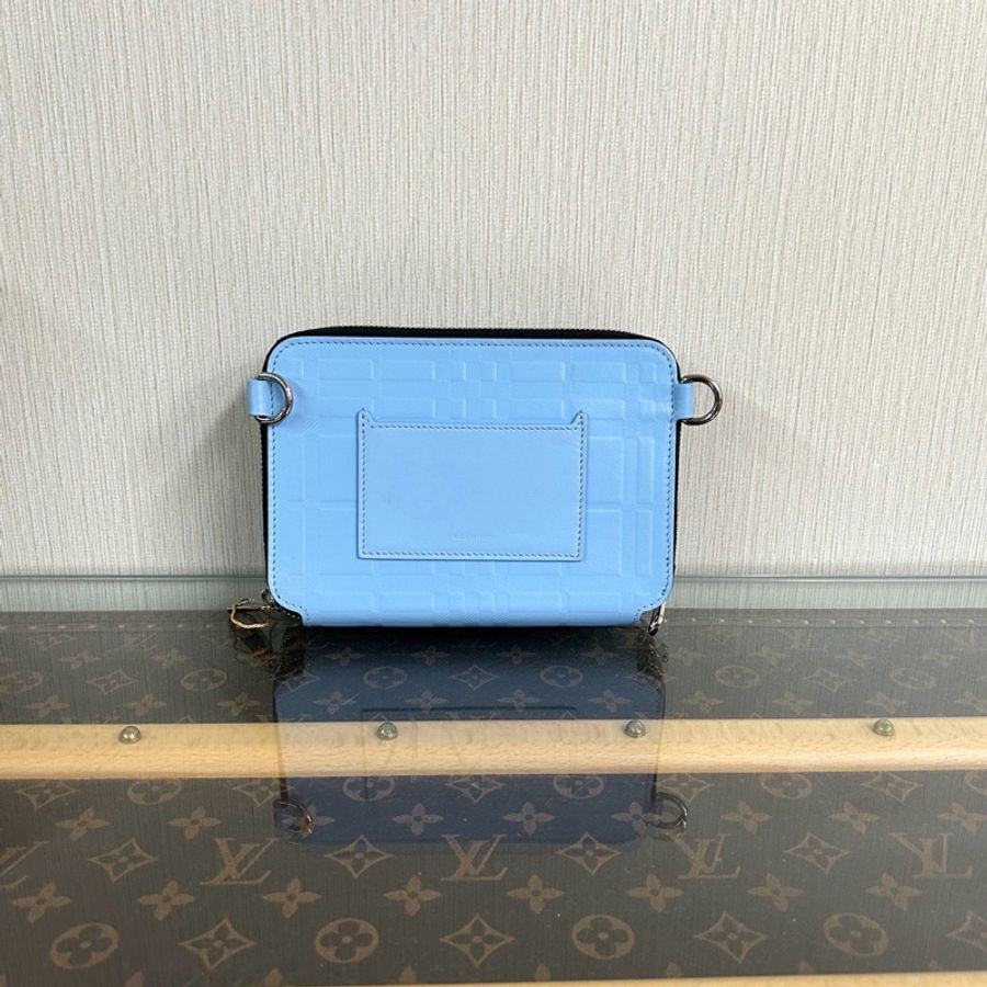 【威選精品】 ✨ BURBERRY 藍色牛皮格紋肩背斜背包 ✨-7