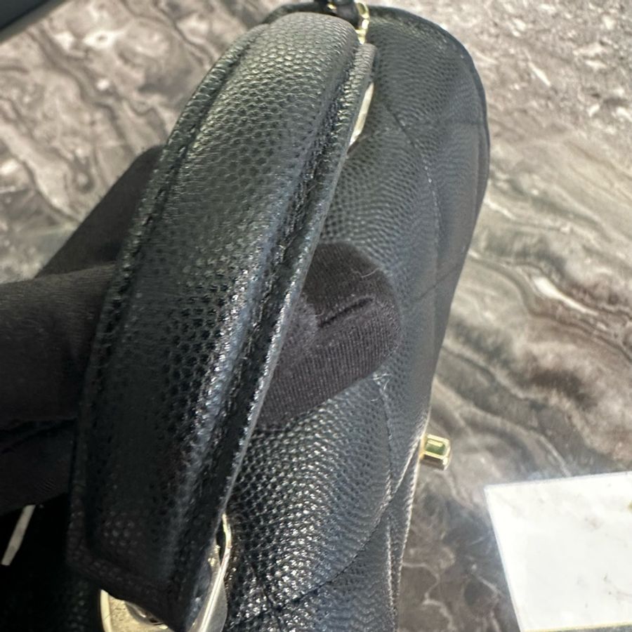 Chanel香奈兒26P黑金荔枝牛皮手柄kelly小號牛奶盒子手提包斜挎包15cm 芯片款-5