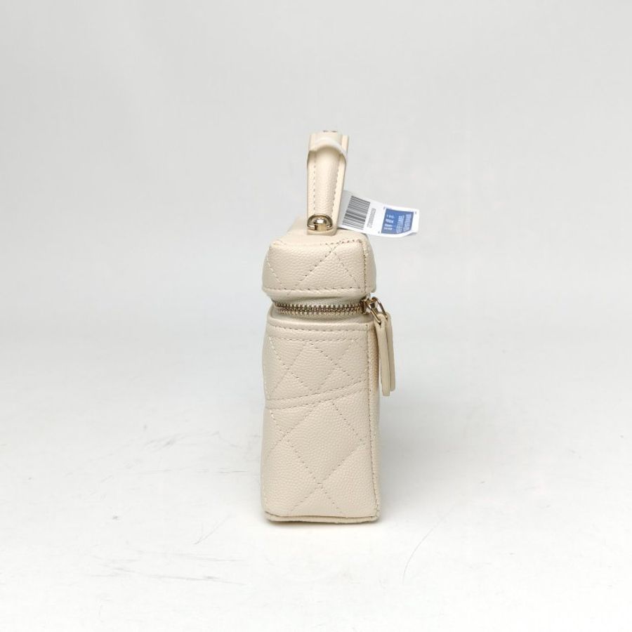 CHANEL 白色荔枝牛皮鐳射標淺金扣26CLP飯盒包肩背包-1
