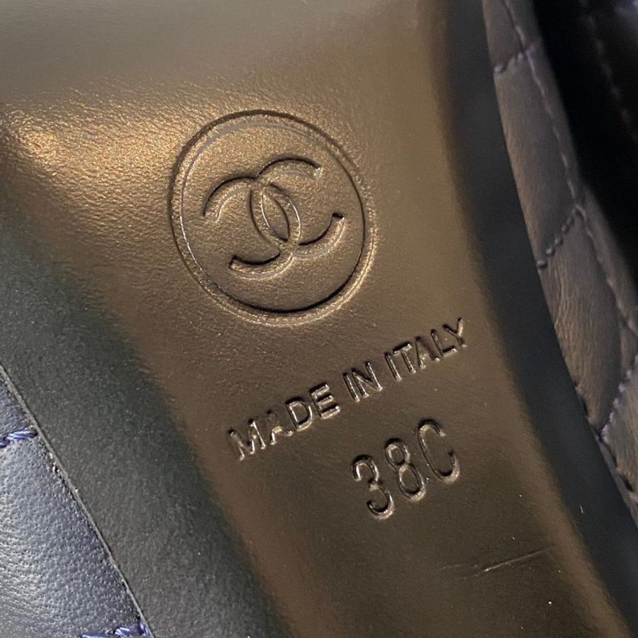 CHANEL 深藍 黑色 小羊皮 菱格紋 12CM 高跟 踝靴 38號-5