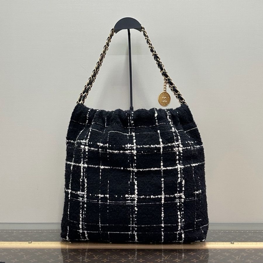 【威選精品】 ✨ CHANEL 毛呢22 Bag 中號子母垃圾袋 ✨-3