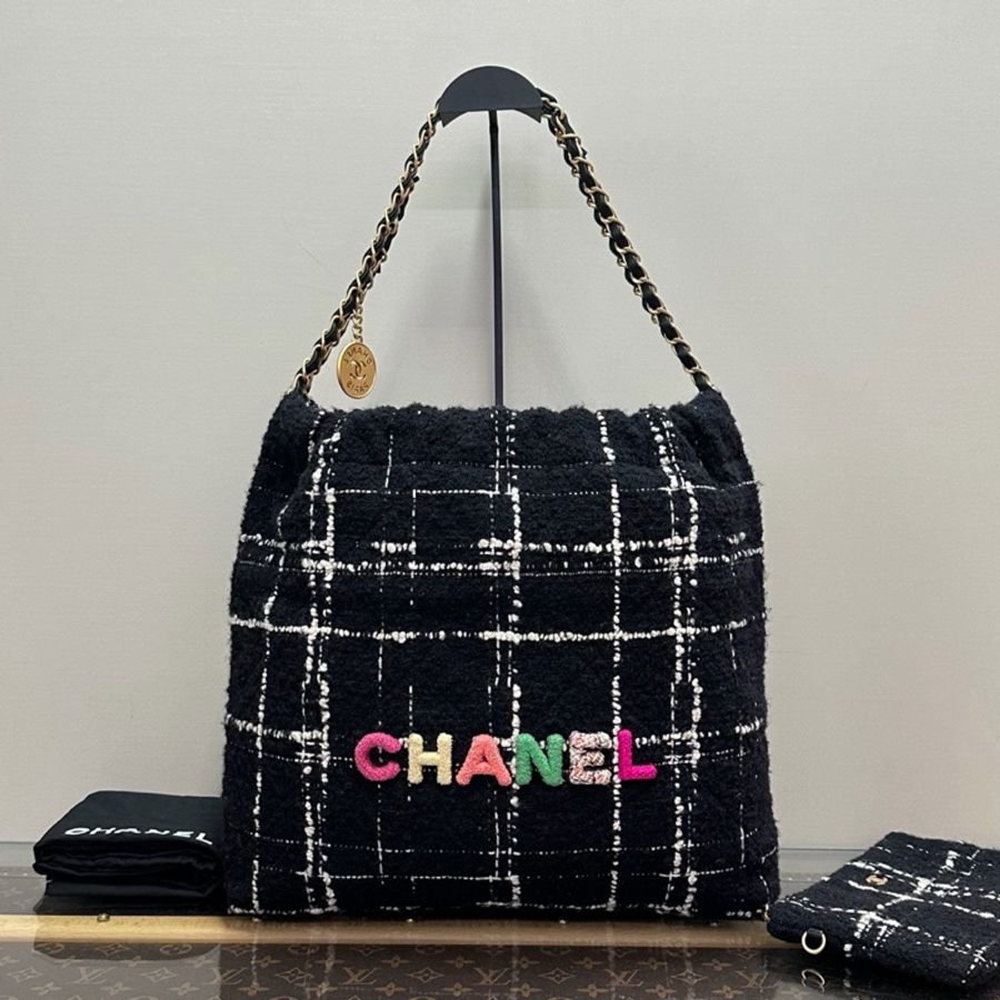 【威選精品】 ✨ CHANEL 毛呢22 Bag 中號子母垃圾袋 ✨-6