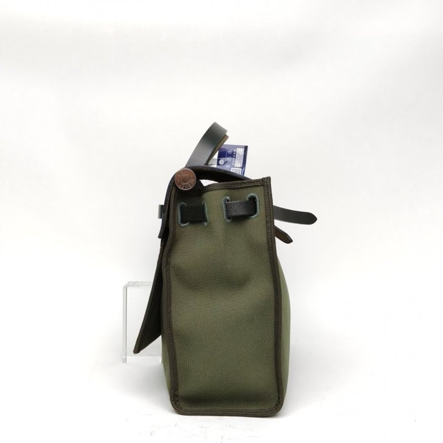 HERMES Herbag31橄欖綠帆布/牛皮A刻銀扣肩背包-3
