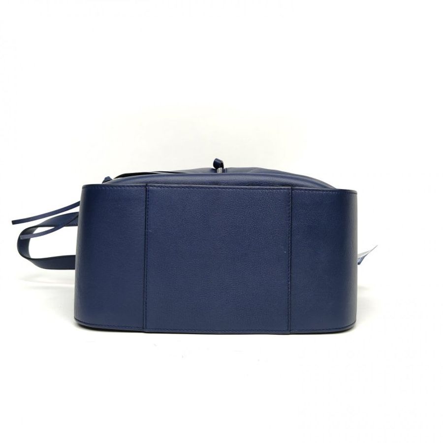 LOEWE Hammock吊床包小號藍色牛皮銀扣肩背包-4