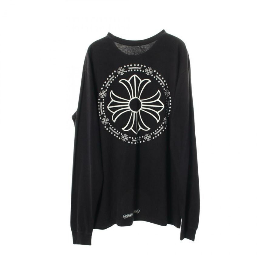 CHROME HEARTS CH Plus 背面印花長袖T卹 純棉 黑色 二手 男款-1