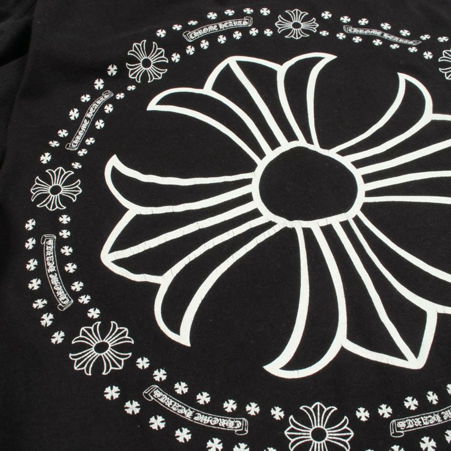 CHROME HEARTS CH Plus 背面印花長袖T卹 純棉 黑色 二手 男款-7