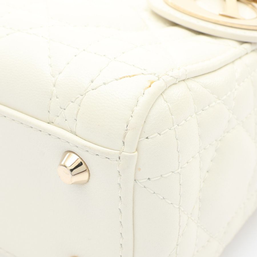 白色 羊皮 Lady Dior Mini 兩用包【Dior 迪奧】 M0505ONGE-7