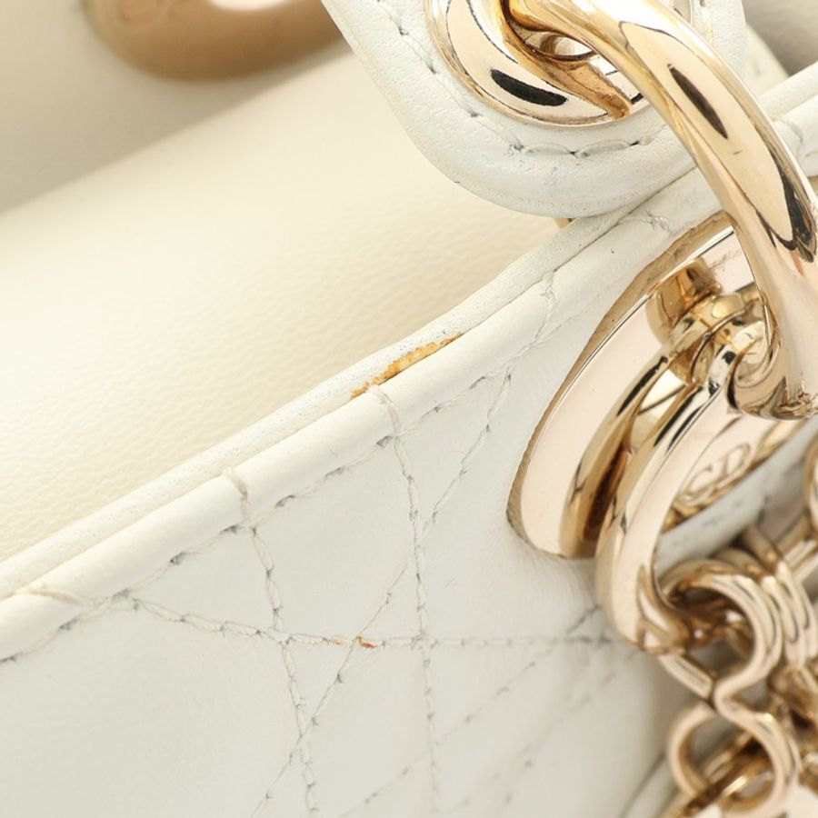 白色 羊皮 Lady Dior Mini 兩用包【Dior 迪奧】 M0505ONGE-13