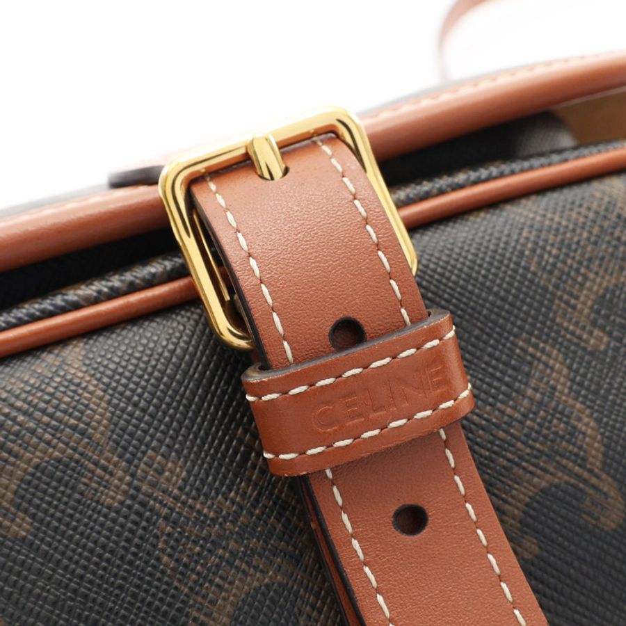 棕色 帆布 Medium Folco in Triomphe 肩背包【CELINE 賽琳】 191502BZJ.04LU-7
