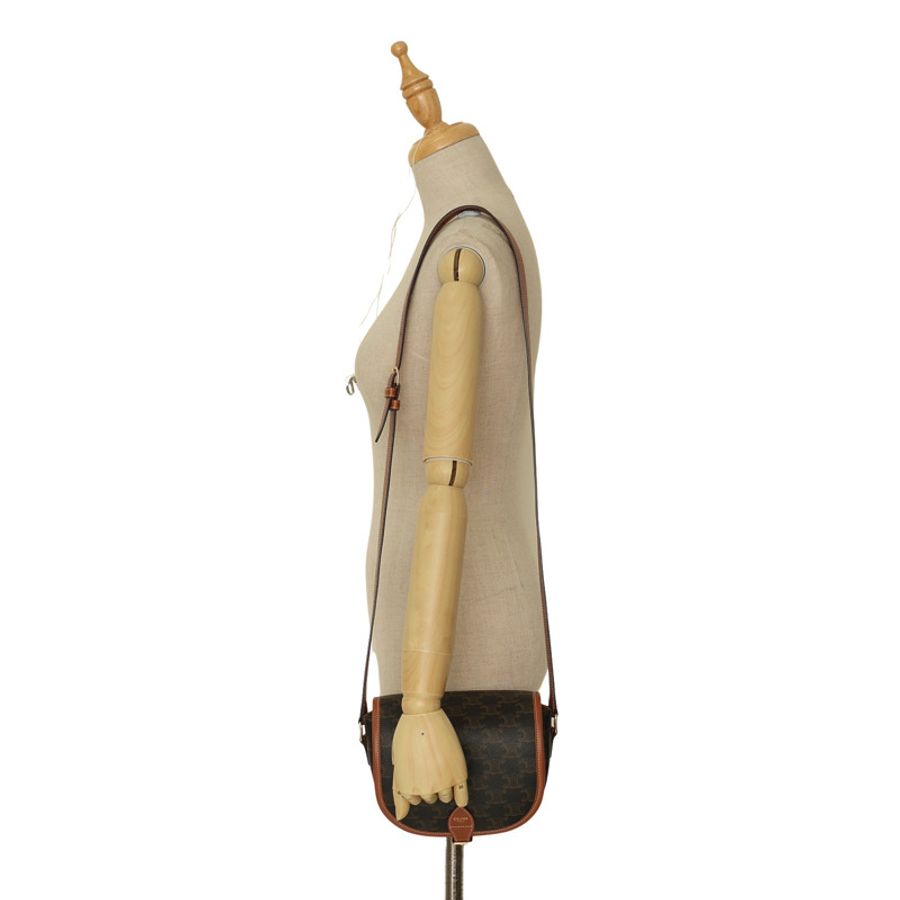 棕色 帆布 Medium Folco in Triomphe 肩背包【CELINE 賽琳】 191502BZJ.04LU-8