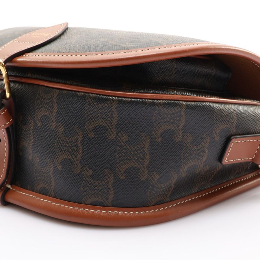 棕色 帆布 Medium Folco in Triomphe 肩背包【CELINE 賽琳】 191502BZJ.04LU-9