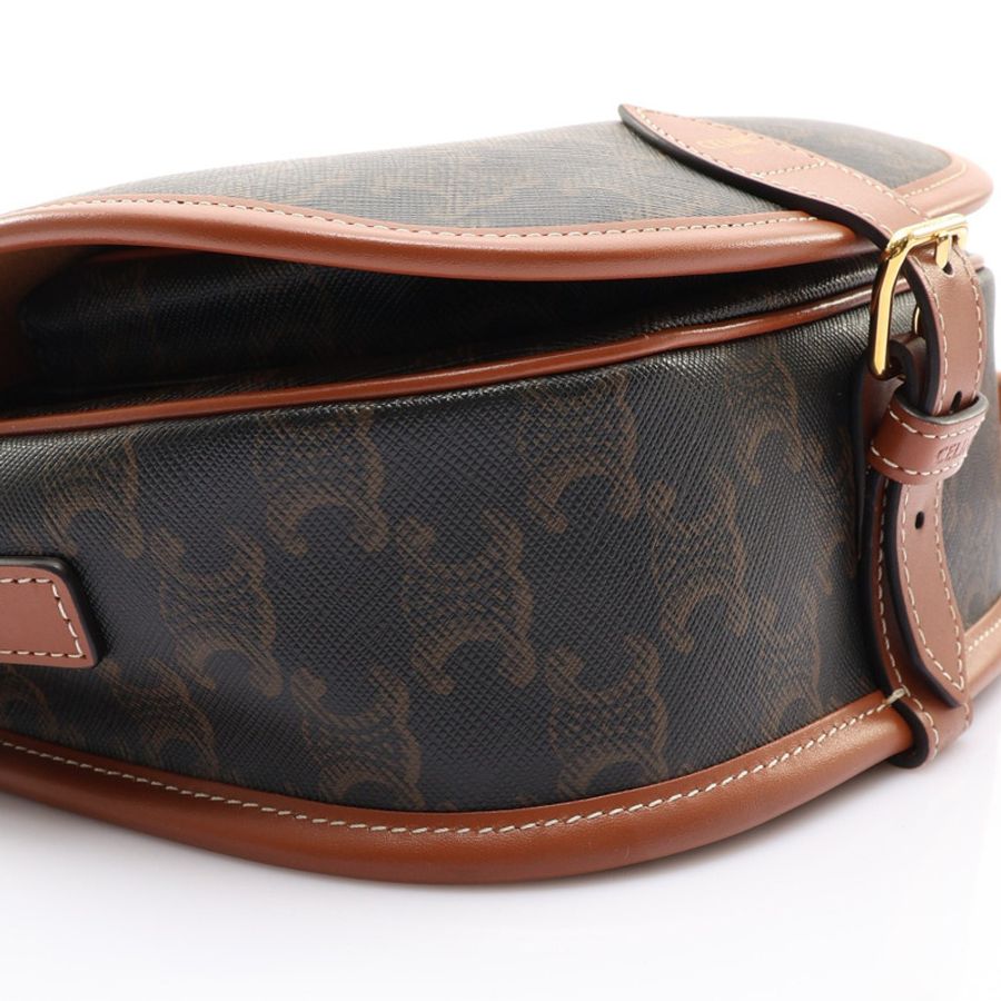 棕色 帆布 Medium Folco in Triomphe 肩背包【CELINE 賽琳】 191502BZJ.04LU-10
