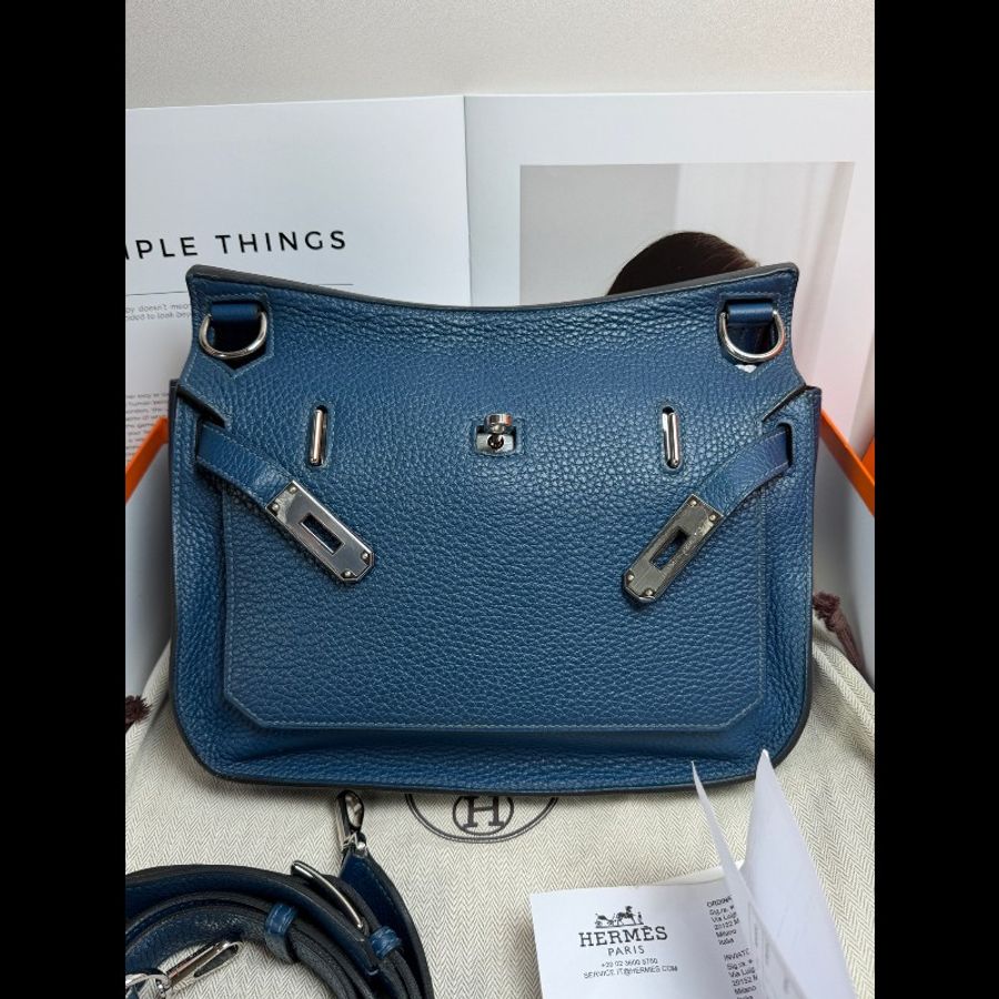 愛馬仕，hermes 吉普賽28，藍色，Togo皮-0