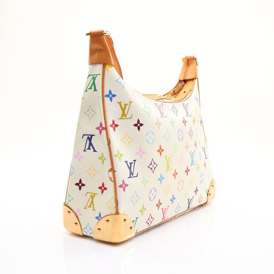 白彩 原花帆布 鉚釘 Boulogne 肩背包【LOUIS VUITTON LV 路易威登】 M92660-1