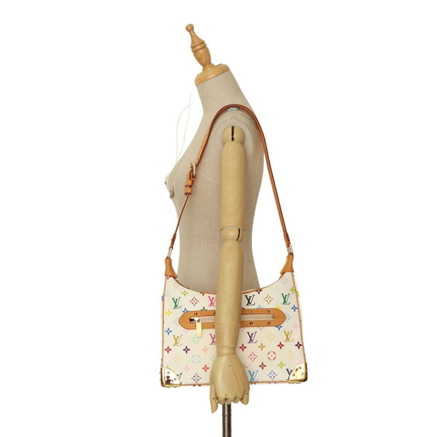 白彩 原花帆布 鉚釘 Boulogne 肩背包【LOUIS VUITTON LV 路易威登】 M92660-5