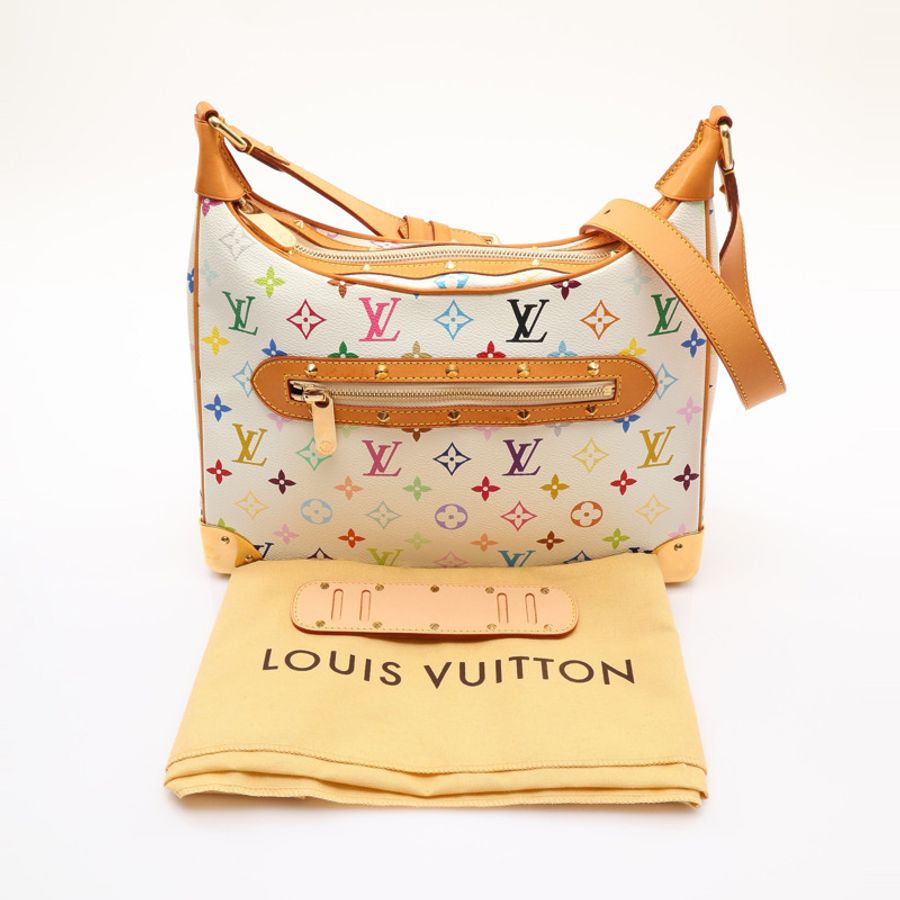 白彩 原花帆布 鉚釘 Boulogne 肩背包【LOUIS VUITTON LV 路易威登】 M92660-6