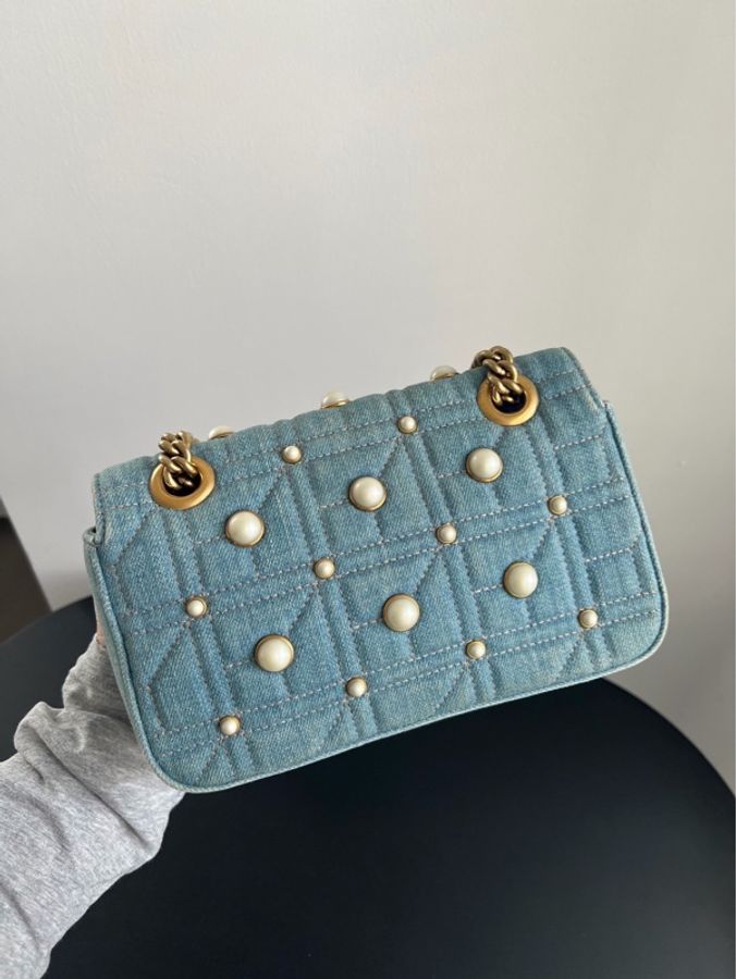 【威選精品】 ✨ Gucci Marmont 22 牛仔珍珠鏈條包 ✨-6